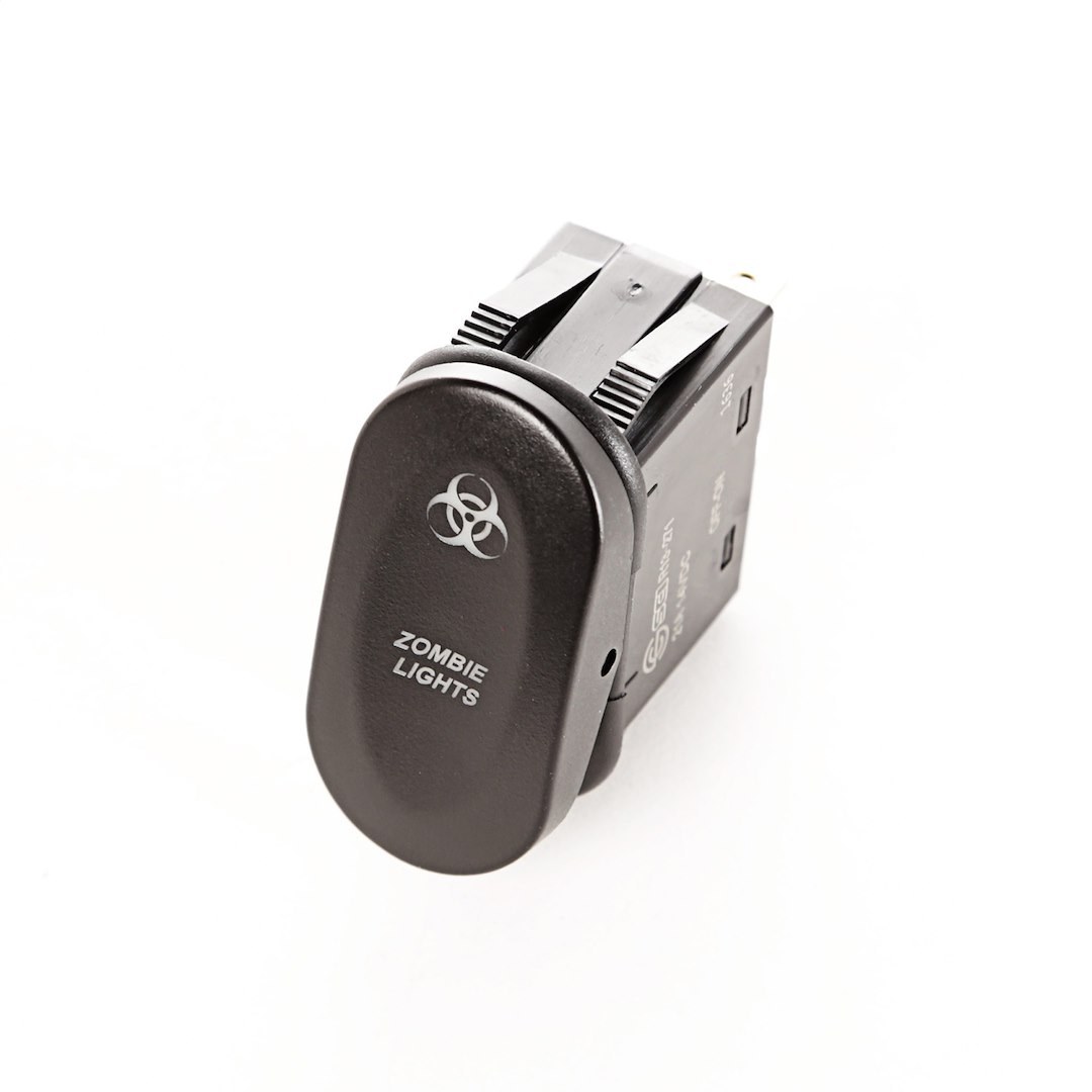 Rugged Ridge Multi Purpose Switch, On-Off, 20 Amp Design, Rocker Switch, Oval, Amber Illumination, Black – 17235.06