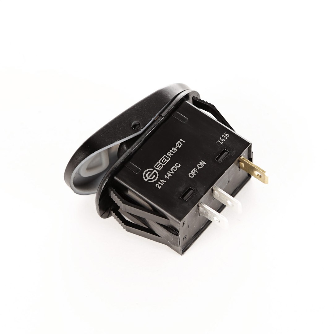 Rugged Ridge Multi Purpose Switch, On-Off, 20 Amp Design, Rocker Switch, Oval, Amber Illumination, Black – 17235.06