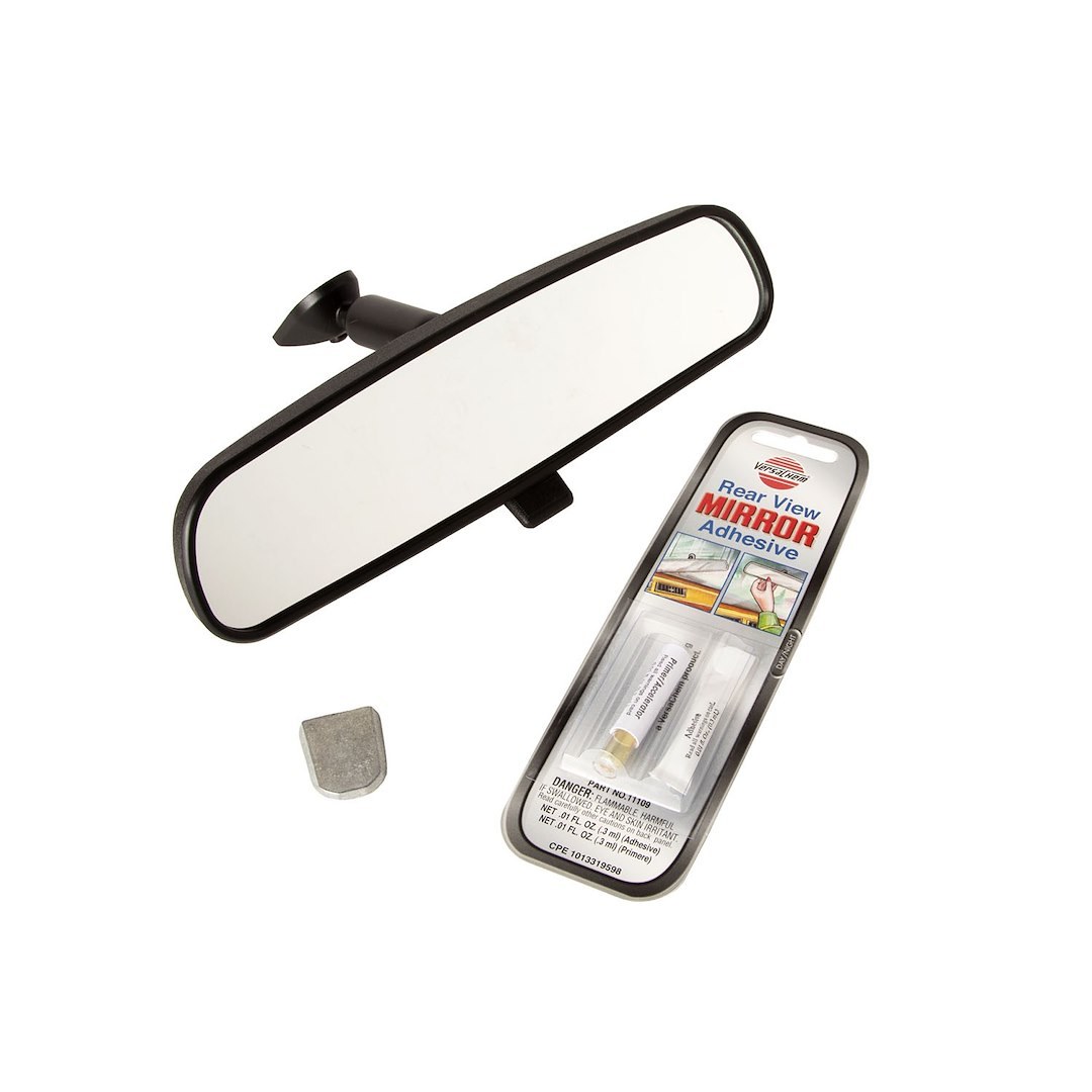 Omix-ADA Interior Rear View Mirror, Non Auto Dimming, Flat Glass, Standard Replacement, Included Windshield Button and Glue – 11020.02
