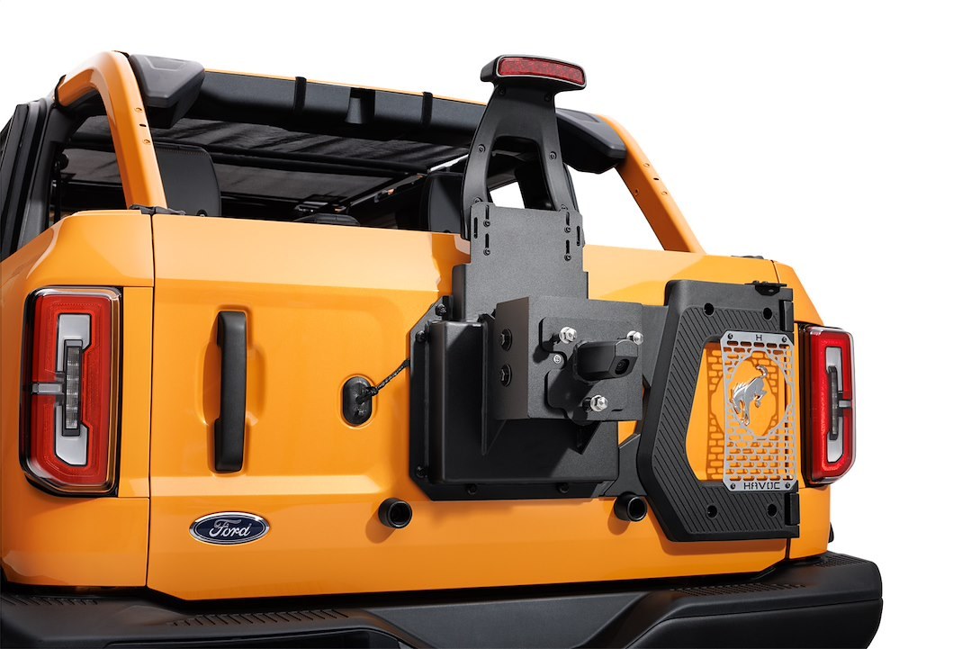 Omix-ADA Spare Tire Carrier, Rear, 40 Inch Tire, Black, Aluminum, With Tailgate Hinge – HFB-05-019