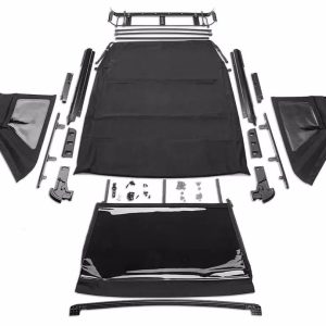 Omix-ADA Soft Top, Voyager Fastback, Black, Twill Cloth, Uses Factory Doors, Includes Tinted Windows, Does Not Include Sunroof – HFB-09-101