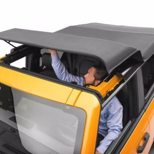 Omix-ADA Soft Top, Voyager Fastback, Black, Twill Cloth, Uses Factory Doors, Includes Tinted Windows, Does Not Include Sunroof – HFB-09-101