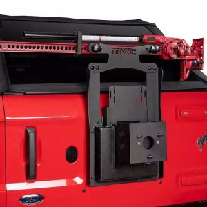 Omix-ADA Jack Mount, Off-Road Jack Up to 60 Inches, Mounts Above Spare Tire, Powder Coat, Matte Black, Steel – HFB-11-001