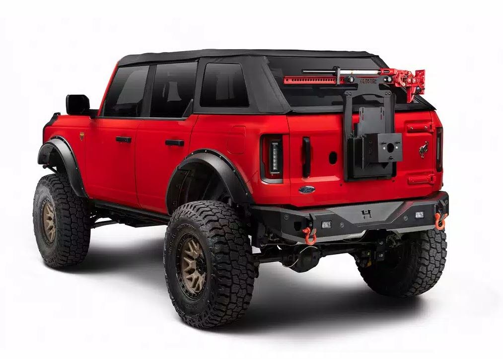 Omix-ADA Jack Mount, Off-Road Jack Up to 60 Inches, Mounts Above Spare Tire, Powder Coat, Matte Black, Steel – HFB-11-001