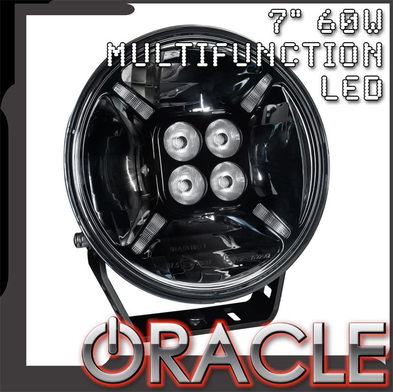 Oracle Lighting Spotlight, 60 Watt LED, 7 Inch Black Round Housing, White/ Amber LED, 4 Amp at 12 Volt DC, Combo Beam – 2915-023