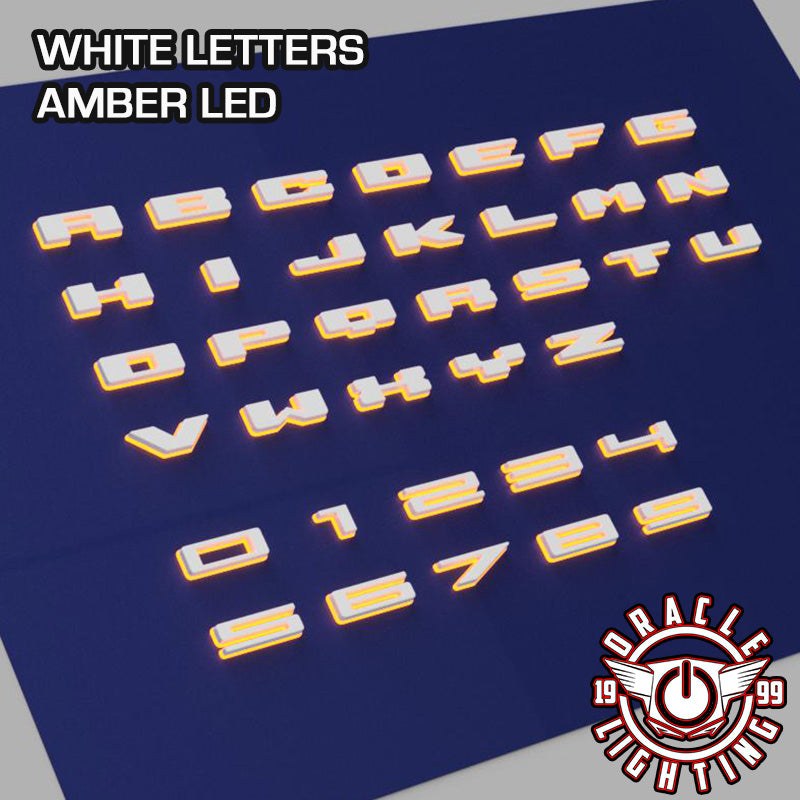 Oracle Lighting Emblem, Illuminated LED Letter Badge, Letter N, Matte White, 3-3/4 Inch X 1.4 Inch, Amber LED – 3140-N-005