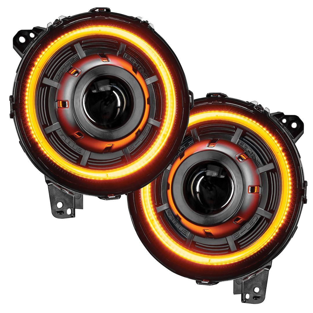 Oracle Lighting Headlight Assembly, Oculus ™, LED Bulb, Projector Beam with DRL, 36 Watts, Black Housing, Colorshift, DOT/ SAE Certified – 5839-023