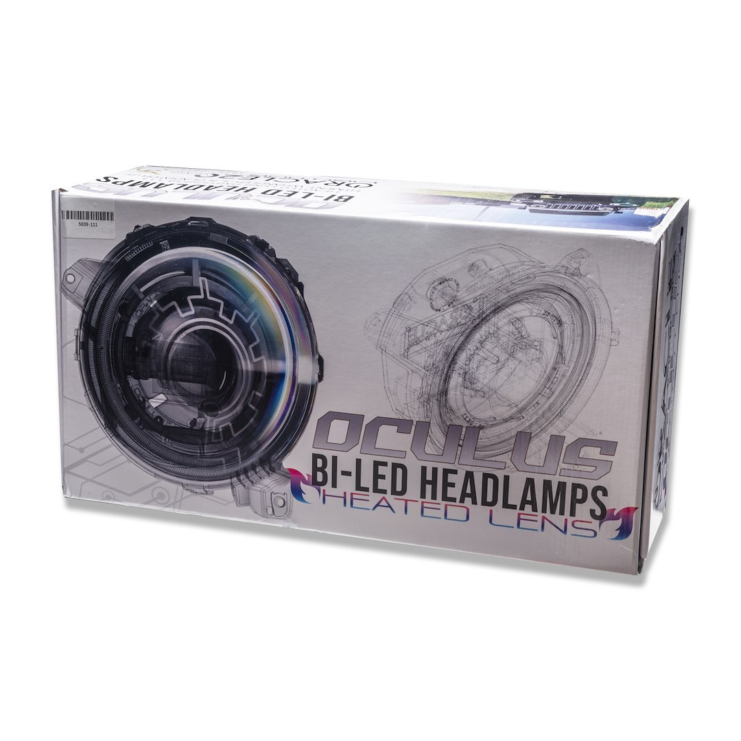 Oracle Lighting Headlight Assembly, Oculus ™, LED Bulb, Projector Beam with DRL, 36 Watt, Clear Lens, Black Housing, DOT/ SAE Certified – 5839-111