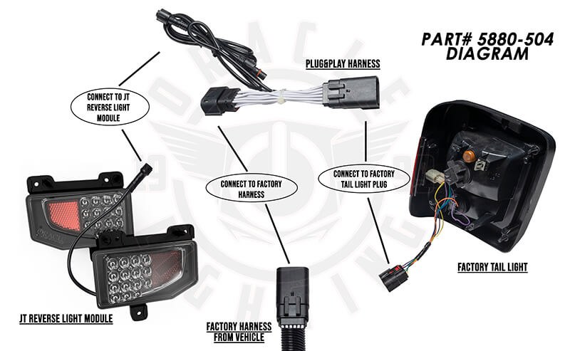 Oracle Lighting Backup Light Wiring Harness, For Oracle Lighting Rear Bumper LED Reverse Light, Plug and Play Design – 5880-504