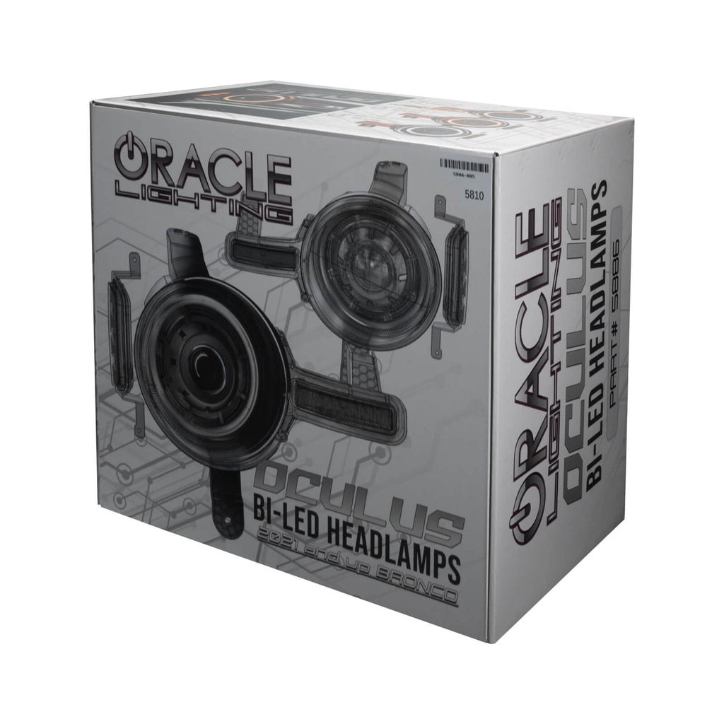 Oracle Lighting Headlight Assembly, Oculus ™, LED Bulb, Projector Beam with DRL, Bi-LED, 36 Watt, Clear Lens, Black Housing – 5886-005