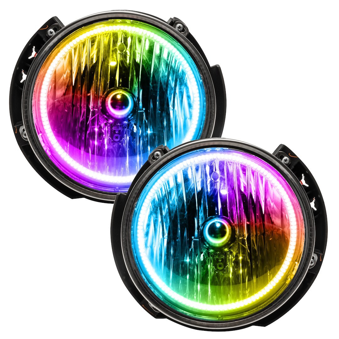 Oracle Lighting Headlight Assembly, LED Bulb, OEM Factory Style, Colorshift Halo, Clear Lens, Chrome Housing, DOT/ SAE Approved, Set of 2 – 7079-332