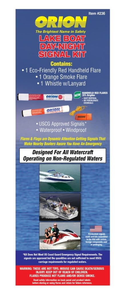 Orion Distress Signal Kit, Handheld Smoke Signal/ Red Handheld Flare Signal with 950 Candela Brightness/ Safety Whistle – 236