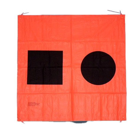 Orion Distress Signal Kit, Orange Flag Showing Black Ball and Square, For Day Signaling, 3 Foot Length X 3 Foot Width, Vinyl – 925