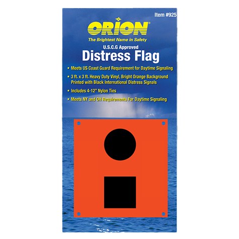 Orion Distress Signal Kit, Orange Flag Showing Black Ball and Square, For Day Signaling, 3 Foot Length X 3 Foot Width, Vinyl – 925