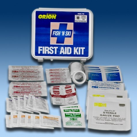 Orion First Aid Kit, Fish N Ski, 6-5/8 Inch Length X 5-1/2 Inch Width X 2 Inch Height, Plastic Case with Gasketed Dual Locking Lid, 74 Piece Kit – 963