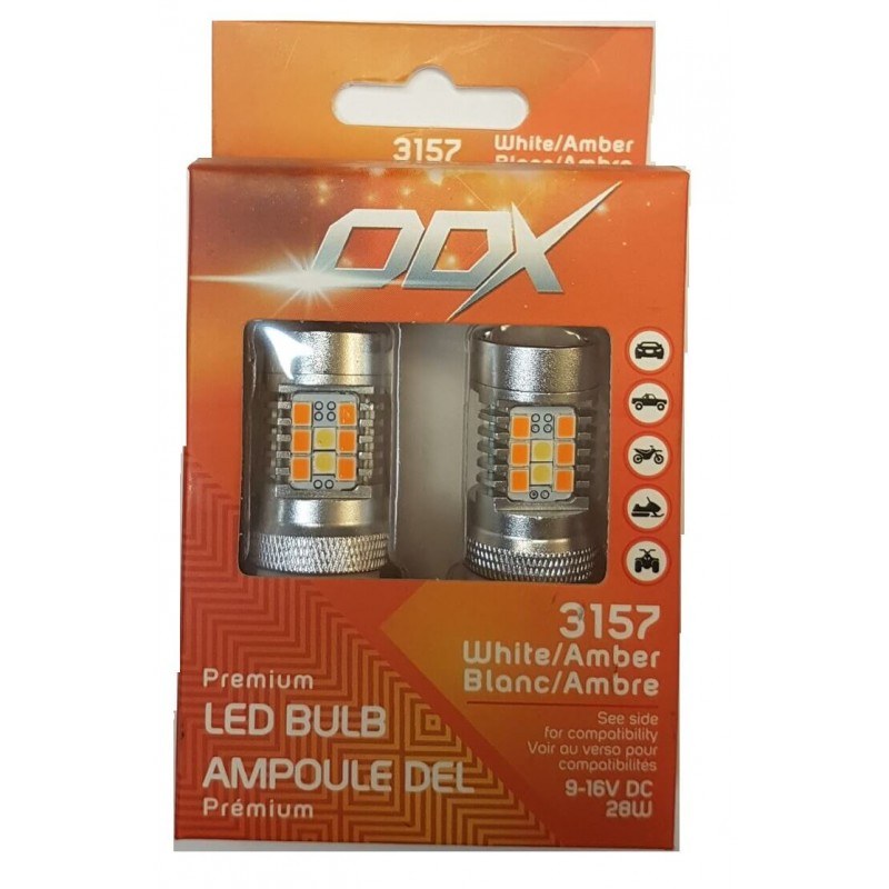 Odx Turn Signal Light Bulb – LED, Switchback Series, 3157 LED Bulb, Amber, 9 to 32 Volt, Set of 2 – 3157SWB-A