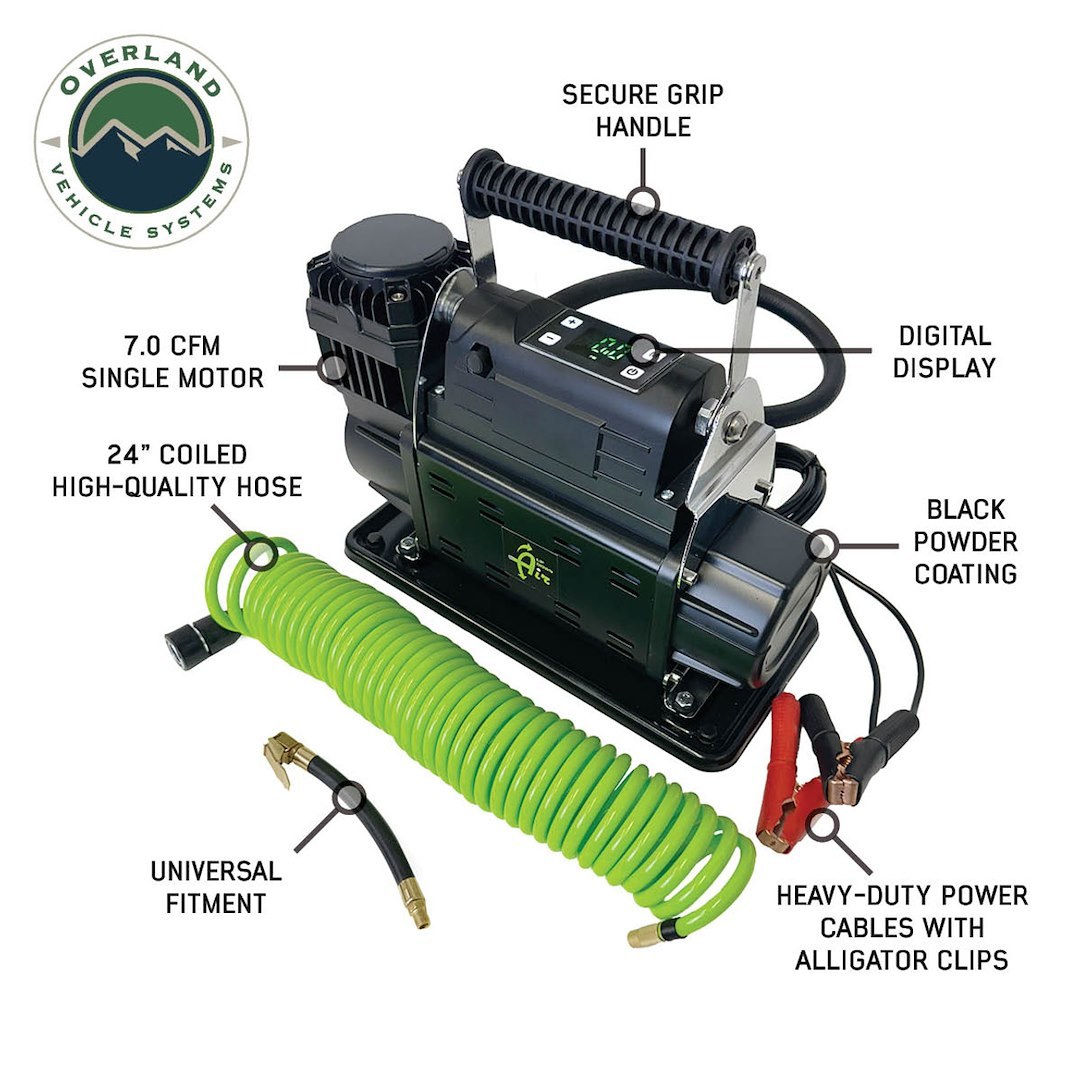 Overland Vehicle Systems Air Compressor, Egoi, Portable, 7.0 Cubic Feet Per Minute (cfm) at 150 PSI, Battery Clamp, Without Air Tank – 12099922