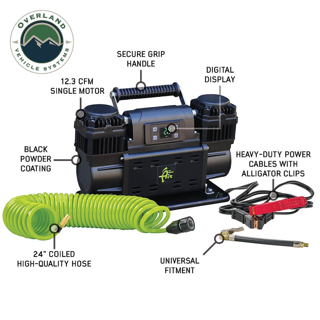 Overland Vehicle Systems Air Compressor, Egoi, Portable, 12.6 Cubic Feet Per Minute (cfm) at 150 PSI, Battery Clamp, Without Air Tank – 12099923