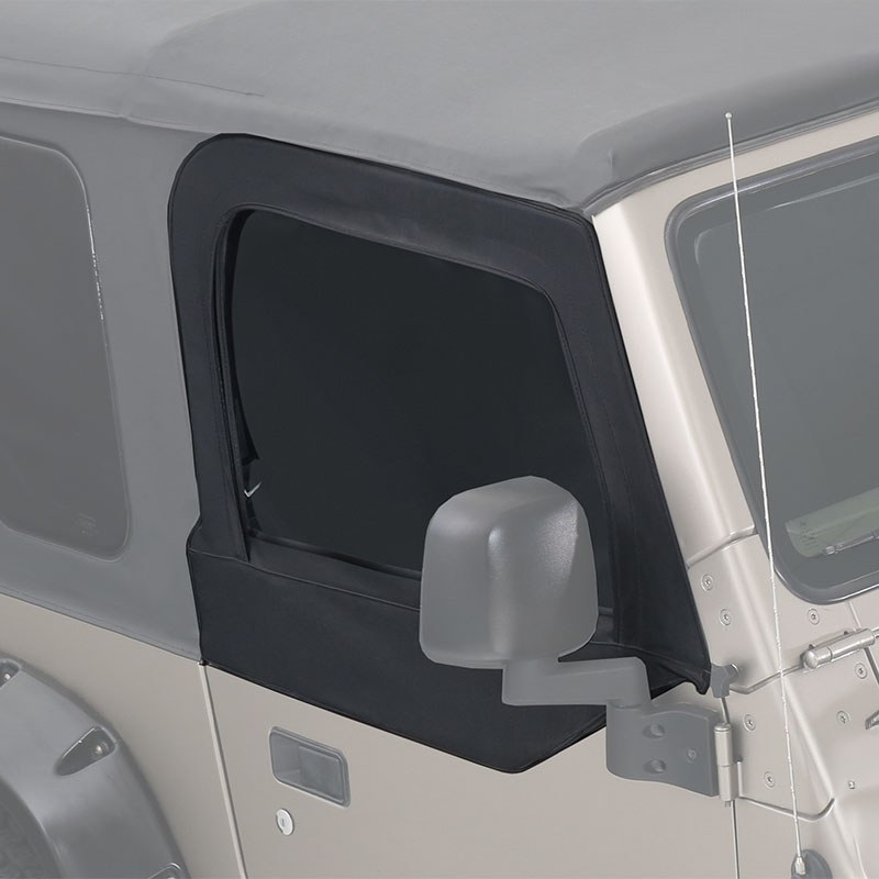 Overland Vehicle Systems Soft Top Door Skin, King 4WD Premium, Fits OEM Door Frames, Black Diamond, Fabric, With Clear Windows, Set of 2 – 14019935
