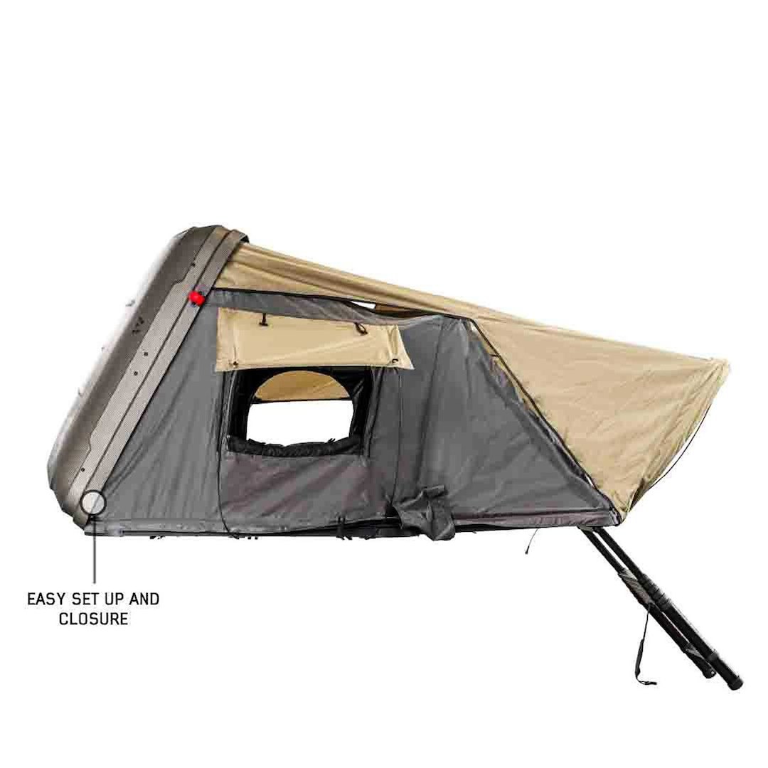 Overland Vehicle Systems Tent, HD Bundu, Car Top, 63 Inch X 83 Inch X 47 Inch, Sleeps 2 Adults, Black Aluminum Base with Poly Cotton Body – 18389902