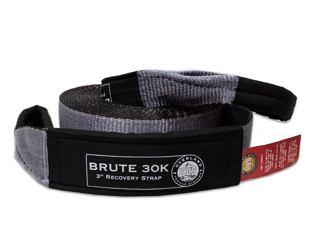 Overland Vehicle Systems Tow Strap, 3 Inch Width X 30 Foot Length, Rated at 30,000 Pounds, Gray with Black Ends, Synthetic Fiber – 19069916