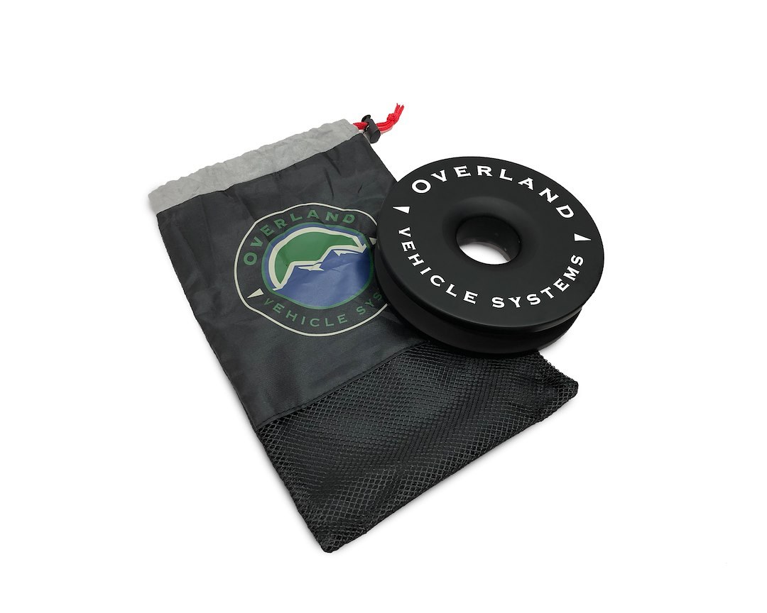 Overland Vehicle Systems Winch Snatch Block, 45,000 Pound Capacity, 6.25 Inch, Black, With Storage Bag – 19240004