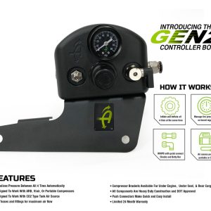 Overland Vehicle Systems Tire Pressure Control System, Use to Set Air Pressure Up to 4 Tires Simultaneously, Front Engine Compartment Mount – 210-0717
