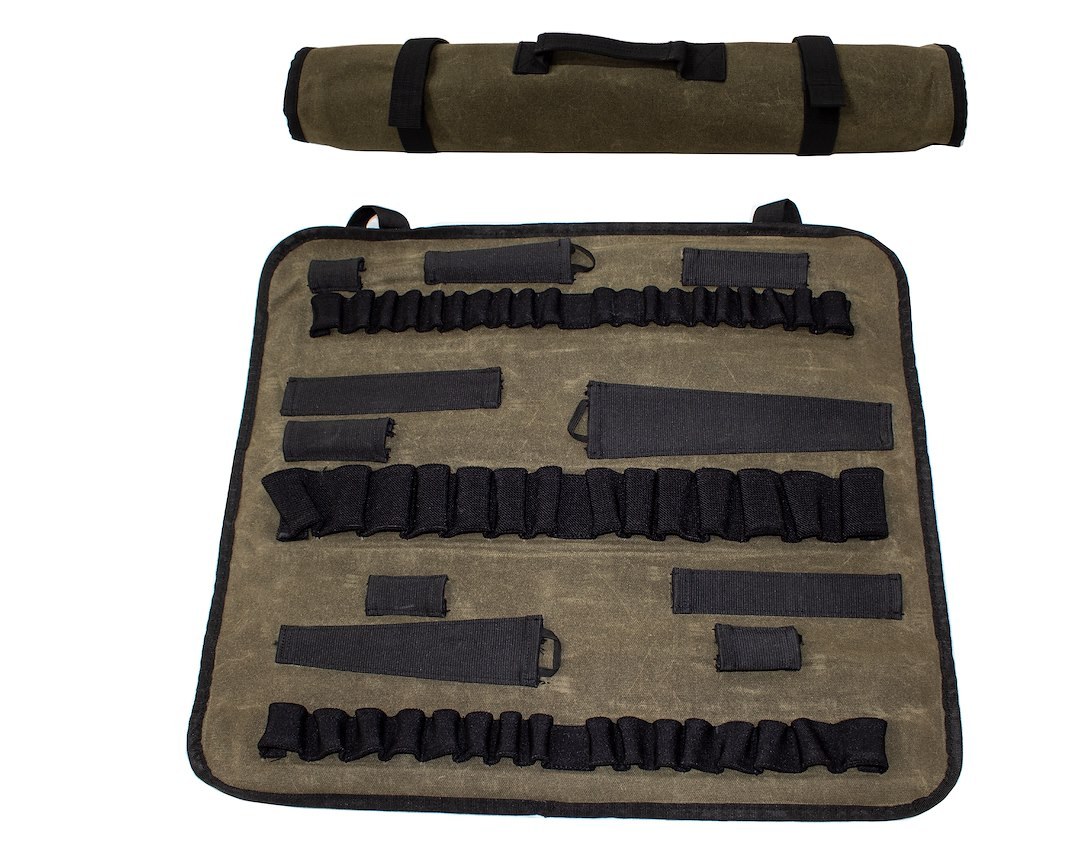 Overland Vehicle Systems Tool Bag, Holds Rachets/ Sockets/ Extentions, Canvas, Rollup Closure, With 60 Slots/ Handle/ Straps – 21089941
