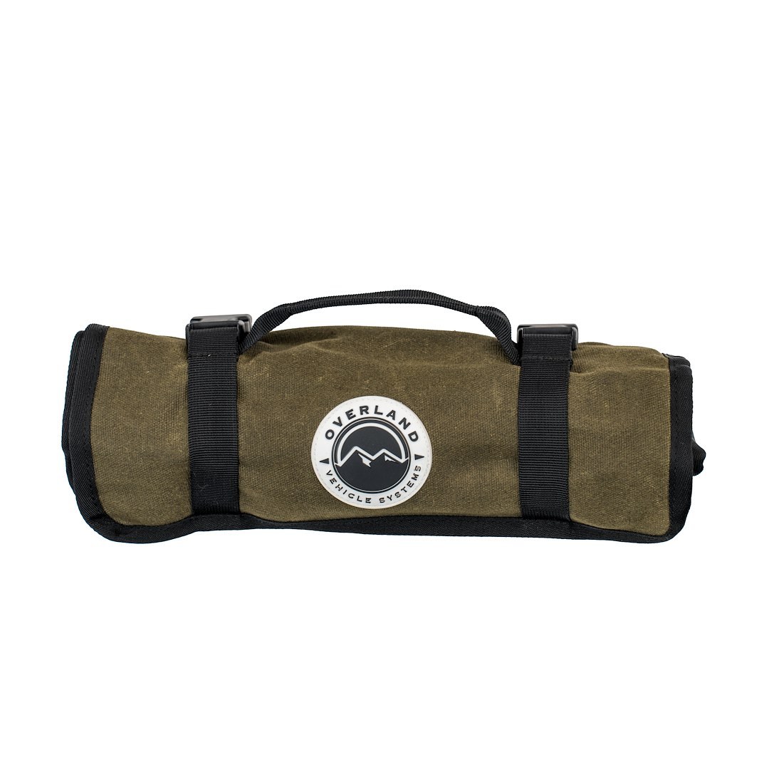 Overland Vehicle Systems Tool Bag, Holds 24 Wrenches, Brown, Canvas, Strap and Buckle Rollup – 21219941