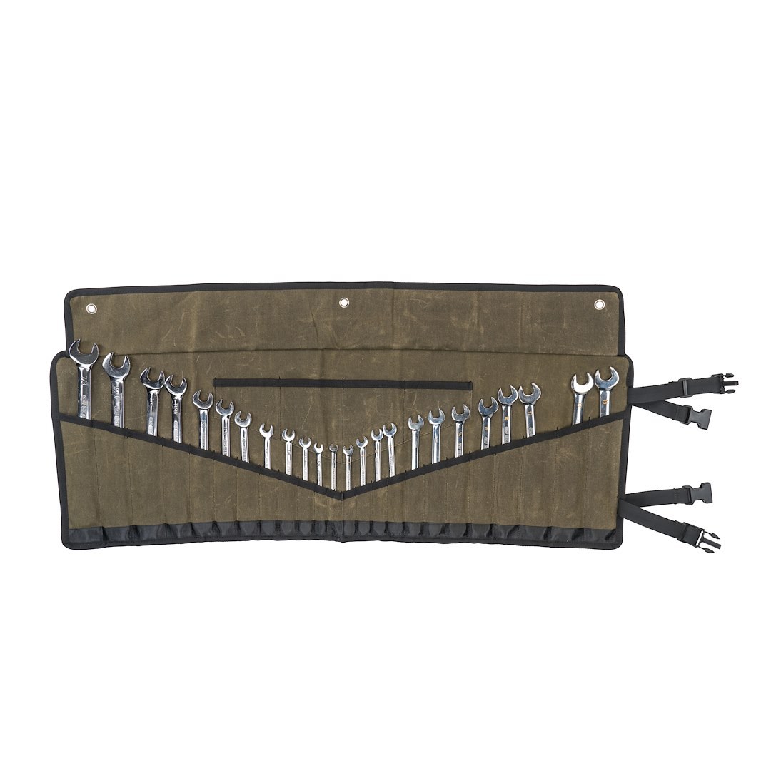 Overland Vehicle Systems Tool Bag, Holds 24 Wrenches, Brown, Canvas, Strap and Buckle Rollup – 21219941