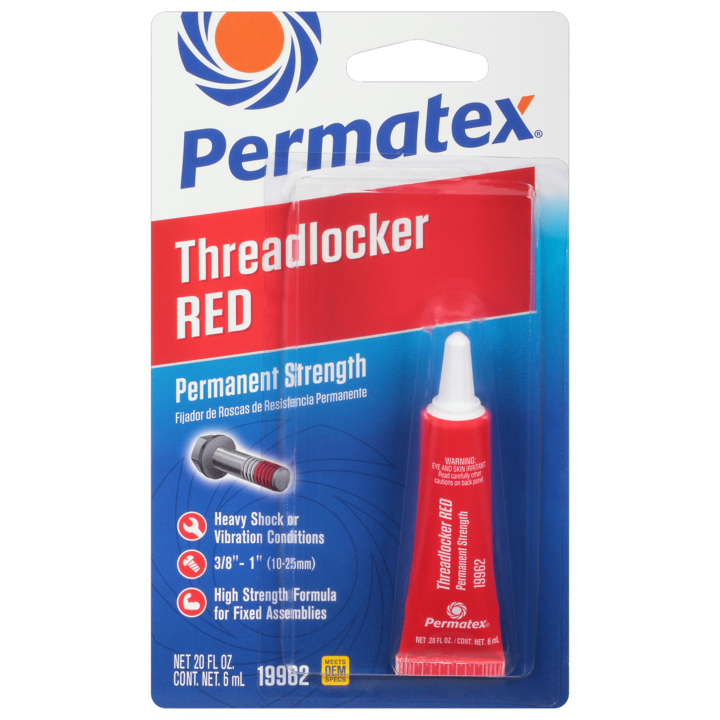 Permtx-Lockt Thread Sealant, Threadlocker, High Strength, Disassembly with Heat and Hand Tools, Red, 6 Milliliter Tube, Single – 19962