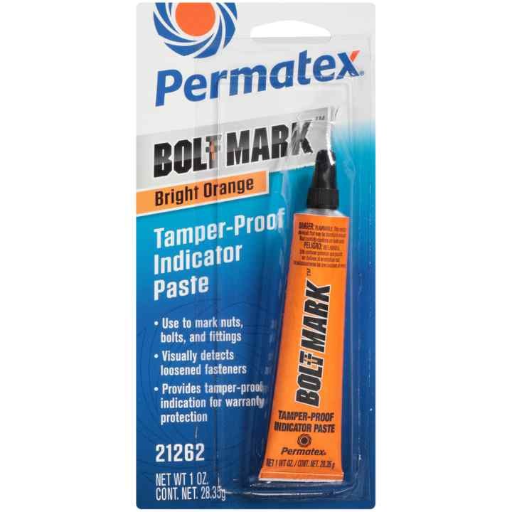 Permtx-Lockt Paint, Bolt Mark ™, For Identification of Vibratory Loosening or Tampering IN Nuts/ Bolts/ Fasteners/ Assemblies, Orange, Tube – 21262
