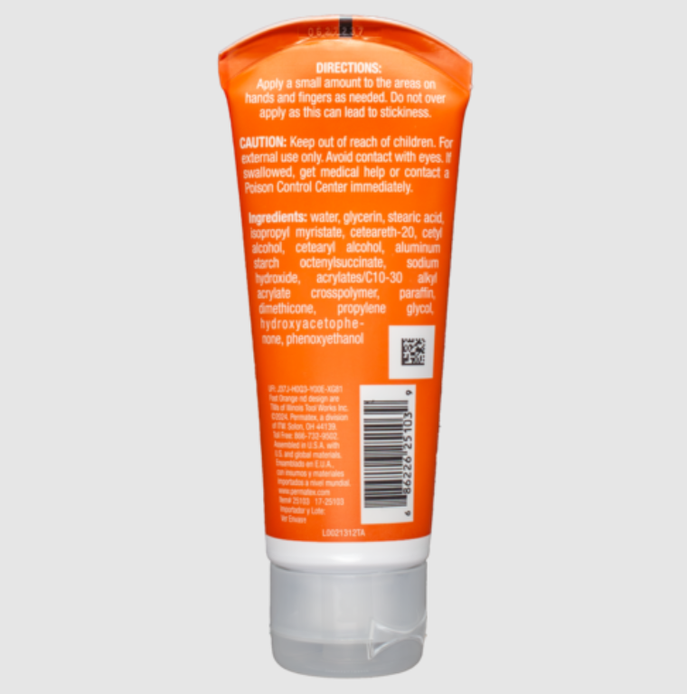 Permtx-Lockt Hand Moisturizer, Fast Orange®, Non-Greasy Formula, Fragrance Free, 3 Ounce Tube, Single – 25103
