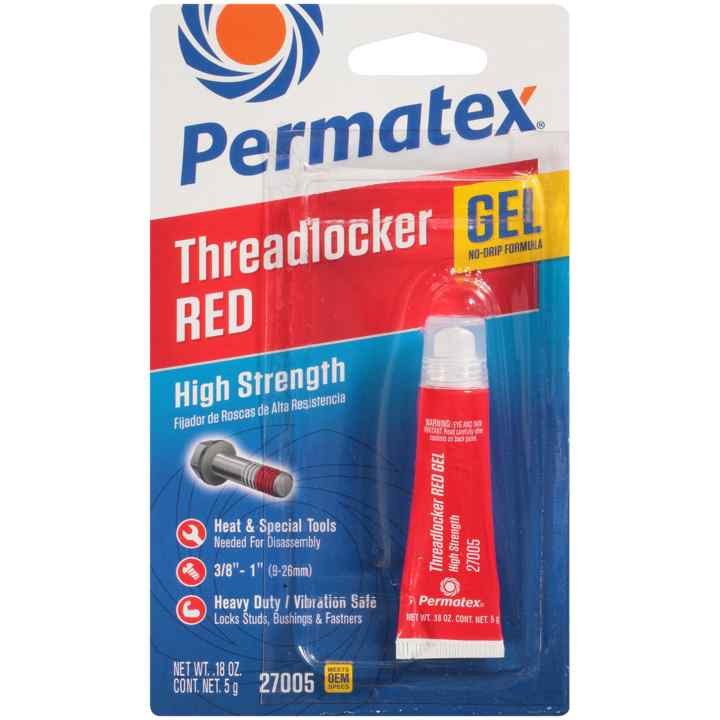 Permtx-Lockt Thread Sealant, Gel Squeeze ™, 5 Gram Tube, Red Gel, Squeeze Applicator, Carded Packaging – 27005