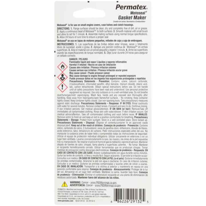 Permtx-Lockt Gasket Sealer, Motoseal ®, Squeeze Tube, 2.7 Ounce, Single – 29132