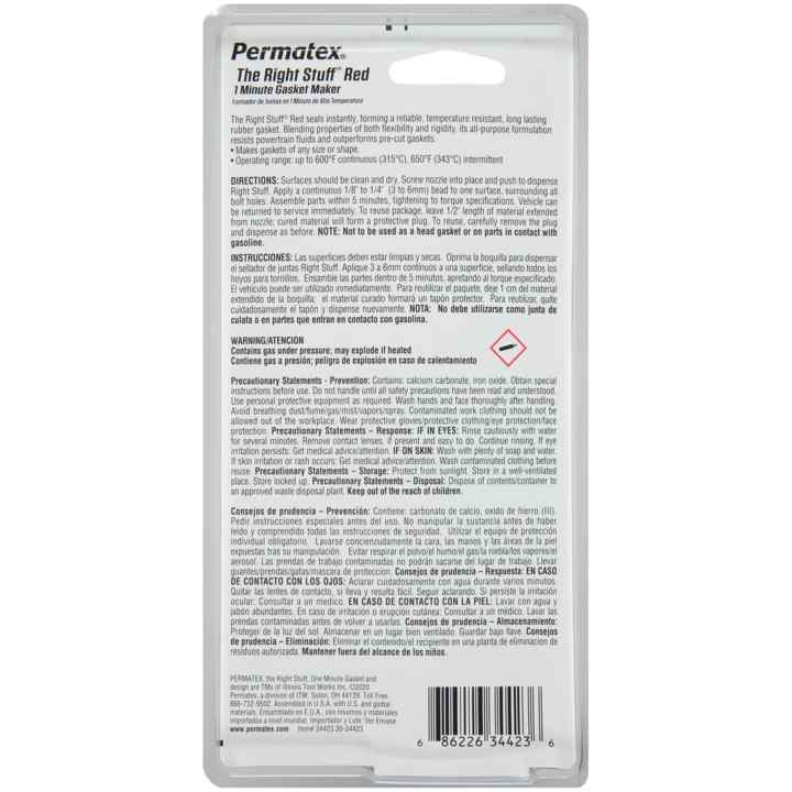 Permtx-Lockt Gasket Maker, The Right Stuff ®, Used for Adhesion and High Temperature Performance, 3 Ounce Power Can – 34423