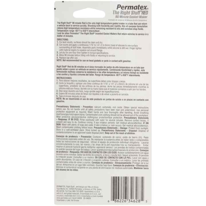 Permtx-Lockt Gasket Maker, The Right Stuff ®, Used for Flexibility/ Adhesion and High Temperature Performance, 3 Ounce Tube – 34628
