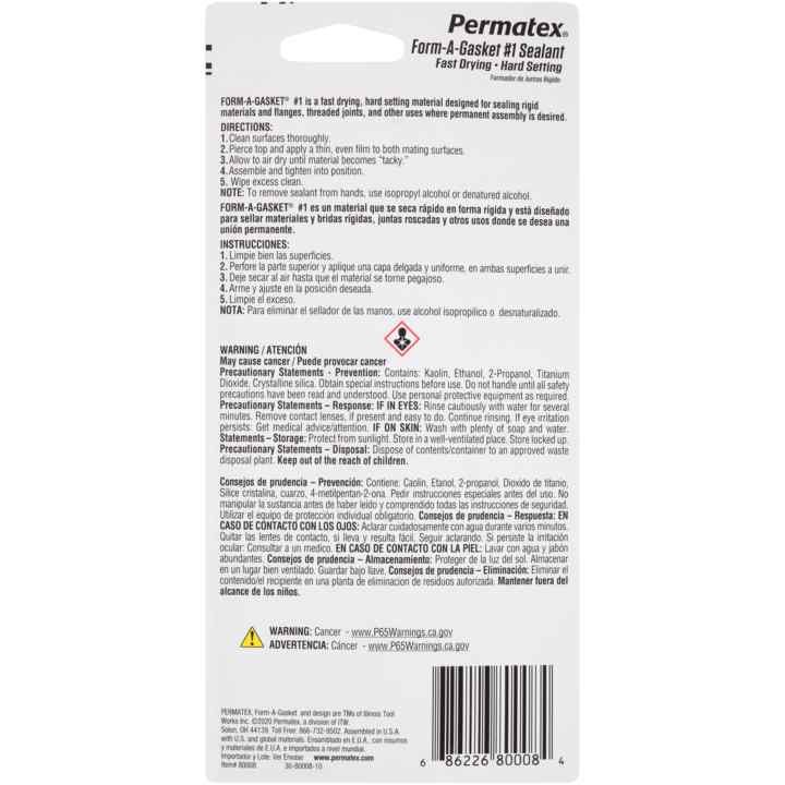 Permtx-Lockt Gasket Sealer, Form-A-Gasket ®, Squeeze Tube, 3 Ounce, Single – 80008