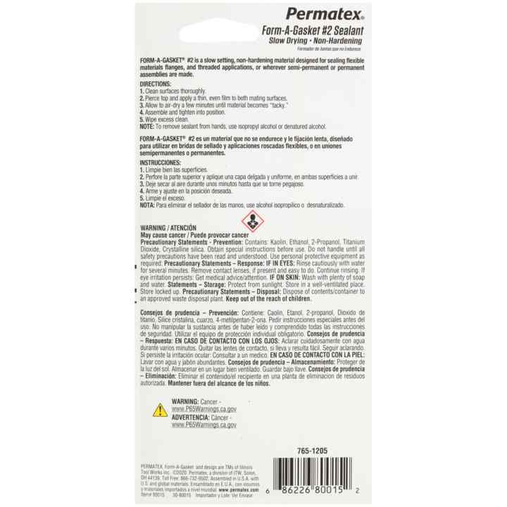 Permtx-Lockt Gasket Sealer, Form-A-Gasket ®, Squeeze Tube, 1.5 Ounce, Single – 80015
