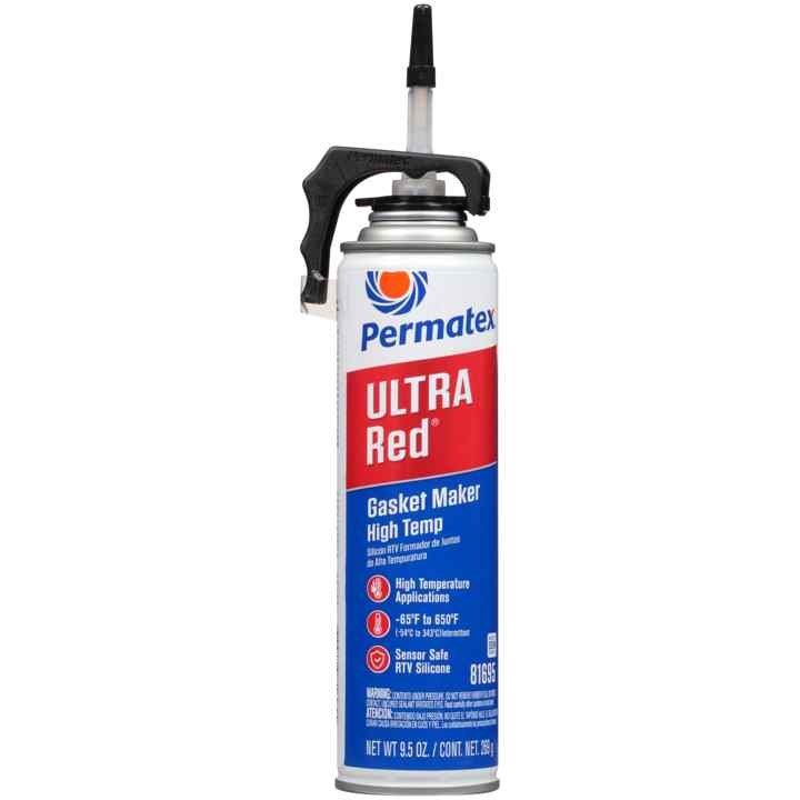 Permtx-Lockt Gasket Maker, Ultra Red ®, Used for Adhesion and High Temperature Performance, 8 Ounce Power Bead – 81695