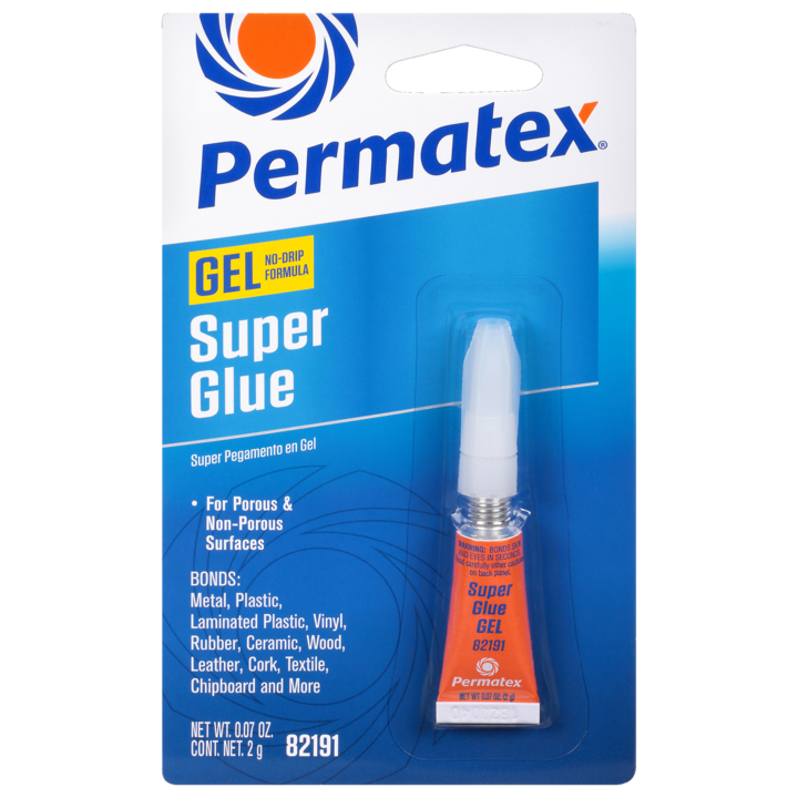 Permtx-Lockt Super Glue, Used to Bond Metal/ Rubber/ Glass/ Aluminum/ Vinyl/ Ceramics/ Alloys and Plastics, Gel, 2 Gram Tube, Single – 82191