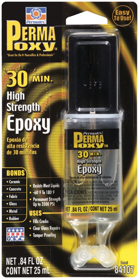Permtx-Lockt Epoxy, Permapoxy ™, 30 Minute High Strength, 0.84 Ounce Dual Syringe – 84107