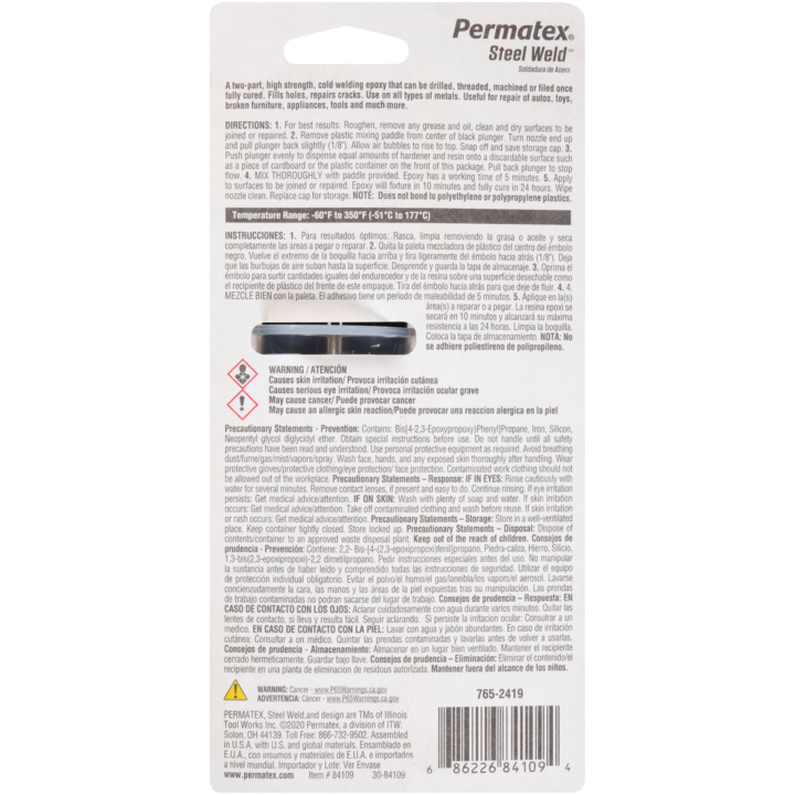Permtx-Lockt Epoxy, Permapoxy ™, 4 Minute Multi-Metal, 0.84 Ounce Dual Syringe – 84109