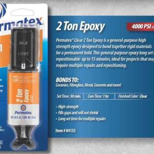 Permtx-Lockt Epoxy, 2 Ton, 0.84 Ounce Dual Syringe, Used to Bond Ceramics/ Fiberglass Metal Concrete – 84133