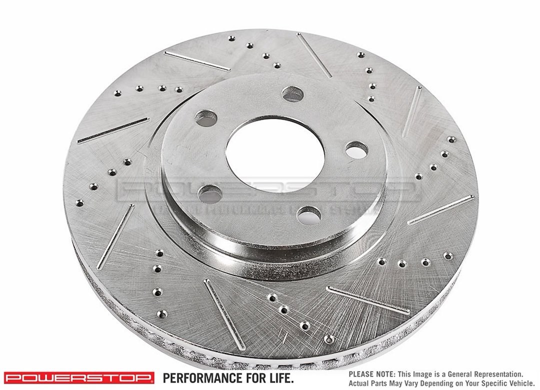 Power Stop Brake Rotor, Evolution Tru-Cast ™, Drilled and Slotted, Sliver Zinc Plated Cast Iron, Single – AR8571XR