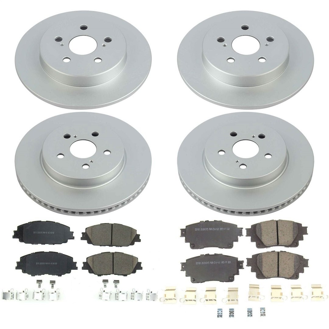 Power Stop Brake Kit, Z17 Evolution Geomet ®, Ceramic Brake Pads, 283.1 Millimeter Vented Front/ 265.1 Millimeter Solid Rear Rotor – CRK8362