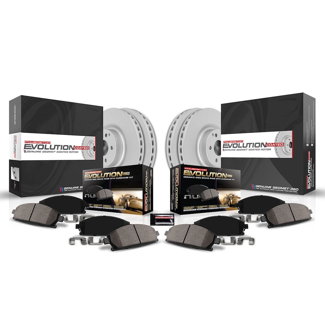 Power Stop Brake Kit, Z17 Evolution Geomet ®, Ceramic Brake Pads, 283.1 Millimeter Vented Front/ 265.1 Millimeter Solid Rear Rotor – CRK8362