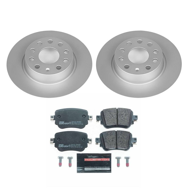 Power Stop Brake Kit, Euro-Stop, ECE-R90 Certified Pads, 272 Millimeter ECE-R90 Certified Solid Rotor, With 2 Rotors and 4 Pads – ESK7053