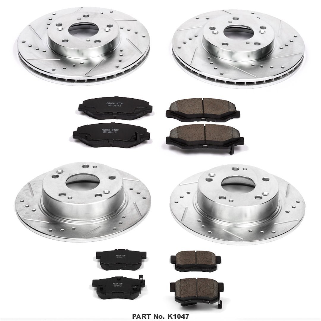 Power Stop Brake Kit, 1-Click Brake Kit, Carbon Fiber Ceramic Brake Pads – K1047