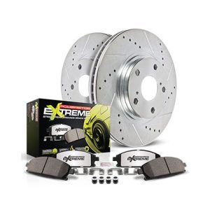 Power Stop Brake Kit, Z26 Street Warrior, Z26 Street Warrior Carbon Fiber Ceramic Brake Pads, Cross-Drilled and Slotted Rotor – K5957-26